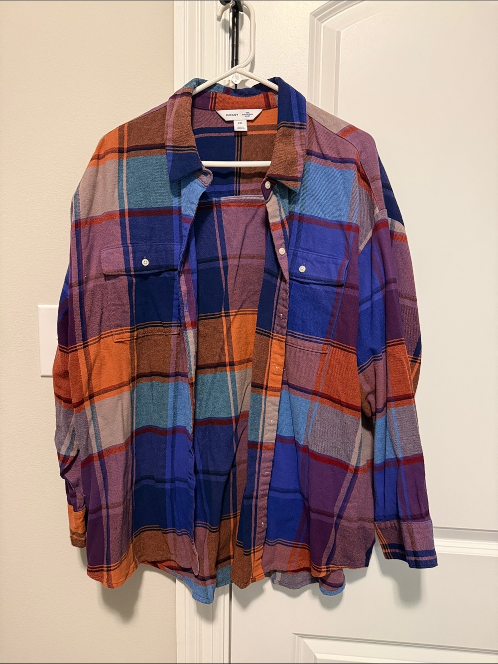 Old Navy Multicolor Plaid Button-Down Shirt - Blue, Purple, Orange
